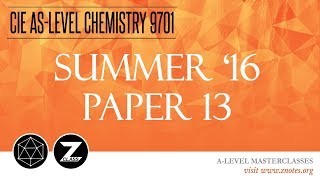 CIE AS Chemistry 9701 | S16 P13 | Solved Past Paper