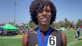 Kingston Penny of Palm Desert 1st Place Boys 300 Hurdles at CIF-Southern Section Masters Meet