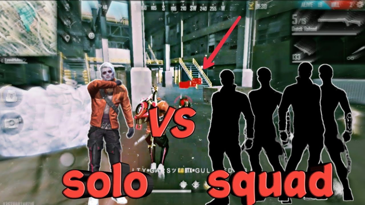 Solo Vs Squad Free Fire Battleground Youtube