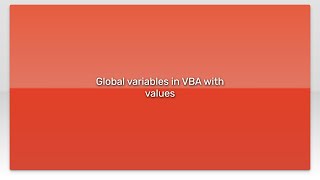 Global variables in VBA with values