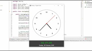 Analog and Digital Date and Time clock uing Java Swing using AI