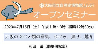 自然史オープンセミナー（7月）「大阪のツバメ類の営巣、ねぐら、渡り、越冬」