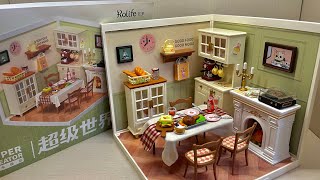 DIY miniature Rolife warm dining room | no talking with relaxing music | paperbag.-.