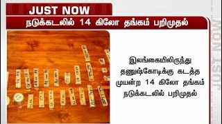 தனுஷ்கோடிக்கு கடத்த முயன்ற 14 கிலோ தங்கம் நடுக்கடலில் பறிமுதல் | Gold | Sri Lanka