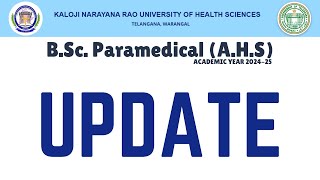 KNRUHS - B.Sc. Paramedical (A.H.S) UPDATE #knruhs #bscparamedical #pwd #bscparamedicalcourses