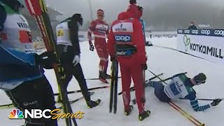 Aleksander Bolshunov tackles Joni Mäki at finish in XC ski World Cup road rage | NBC Sports