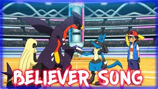 Ash Vs Cynthia Full Battle || Pokemon Journeys  || Believer Song || [ AMV ]
