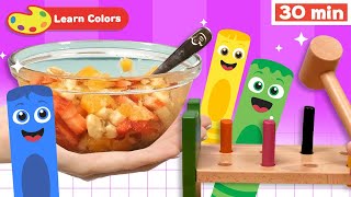 Color Crew Magic | Educational Video | Fruit Salad | Pounding Pegs + | Learn Colors | How to Draw