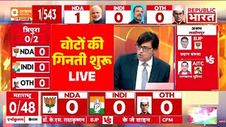 Lok Sabha Election Results with Arnab Goswami LIVE: पहले रुझान में बीजेपी सबसे आगे | NDA Vs INDIA