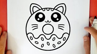 HOW TO DRAW A CUTE KITTEN DONUT