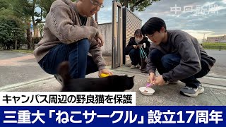 キャンパス周辺の野良猫を保護　三重大の公認学生団体「ねこサークル」設立17周年