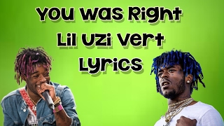 You Were Right | Lil Uzi Vert | Lyric Video