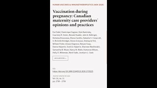 Vaccination during pregnancy: Canadian maternity care providers opinions and practices | RTCL.TV