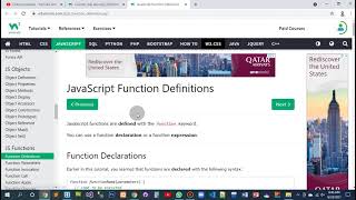 JavaScript | Function Definations | Function Parameters | learning Javascript from w3schools.com