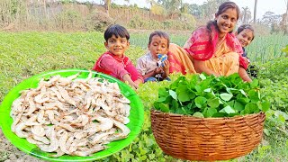 বাগান থেকে তোলা টাটকা কচি পিড়িং শাক ও চিংড়ি দিয়ে বানালাম জুড়ি মেলা একটি রেসিপি/village cooking