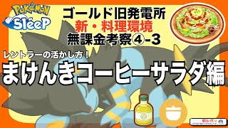 コリンクの厳選基準に影響特大!! レントラーでまけんきコーヒーサラダ編！無課金の新料理考察④-3【ポケモンスリープ】【ゴールド旧発電所】【サラダ】