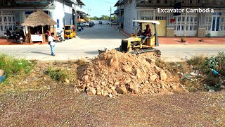 Completed land size 10mX15m to pushing stone on Flooded land support by Dozer D21A \u0026 Truck 5Ton