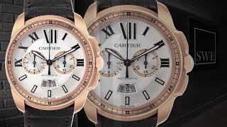 Cartier Calibre Rose Gold Chronograph Mens Watch W7100044 | SwissWatchExpo [Wrist Roll]