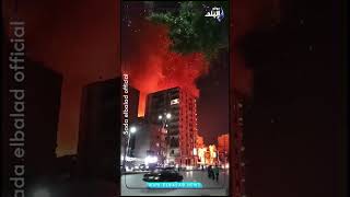 النيران للسما..حريق كبير يلتهم ستوديو الاهرام
