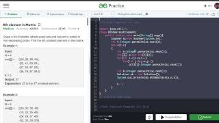 Kth element in Matrix | GeeksForGeeks | Java | Best case Complexity