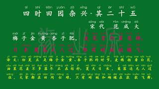 060 四年级下册 四时田园杂兴·其二十五 宋代 范成大 解释译文 无障碍阅读 拼音跟读 古诗 小学背诵 拼音古诗 背诵默写 唐诗宋词 唐诗三百首 文言文