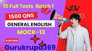 Mock-13 General English 1500 question series|quick crumb|Best revision|#tnpsc#tet