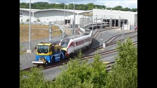 L.N.E.R. Azuma 801 203 being shunted inside at Hitachi Factory 5/7/21