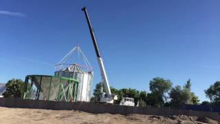 Bin Halo - Hopper bottom bin being installed