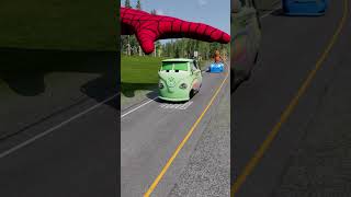 Crazy Cars Crossing Wooden Spikes Bollard & Spider Man's Hand Slap BeamNG Drive