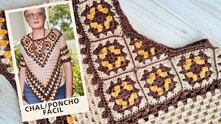 🧶 EASY CROCHET PONCHO WITH SLEEVES STEP BY STEP | GRANNY SQUARE🌟