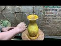 skilful woodturning fastest easy working with yellow stump on art wood lathe