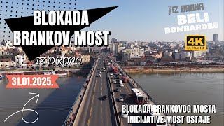 Snimak iz drona - Blokada Brankovog mosta u Beogradu | 31. Januar 2025. 4K