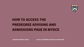 How to Access the Predegree Advising and Admissions Page in MyDCE