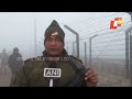 bsf jawans stand in guard at attari wagah border in dense fog and bone chilling cold