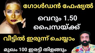 ഗോൾഡൻ ഫേഷ്യൽ വെറും 1.50 പൈസയ്ക്ക് വീട്ടിൽ ഇരുന്ന് ചെയ്യാം / Golden Facial Malayalam