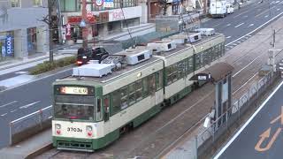 広島電鉄　3700形3703号車　本川町の歩道橋より　20171120