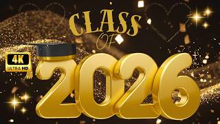 Class of 2026 Background Video π Gold & Black 4K Loop - Graduation Screensaver 2 Hours