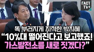 똑 부러지게 지적한 박지혜 “10%대 떨어진다고 보고했죠! 가스발전소를 새로 짓겠다?”