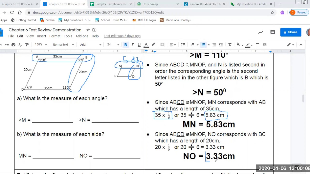 Ch 6 Test Review Worksheet EXPLAINED - YouTube