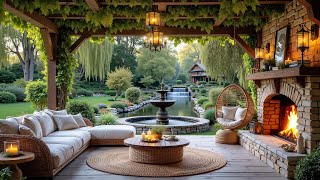 Cozy Spring Ambience in Garden 🌿 Relaxing Piano Music and Fireplace for Peaceful Vibes