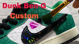 ダンク Ben-G カスタムやってみた【 Dunk Low Ben-G Custom staining and in swoosh 💚 🎨 】