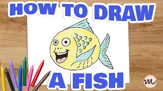 How to Draw a Fish Step by Step Drawing Tutorial for Kids | Free Fish Printable Included