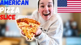 Trying American Pizza slice for the first time!!