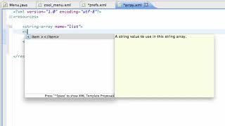 Android Application Development 55 Setting up a String array resource