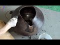 amazing woodturning big pot making process. korean wood turning lathe master