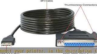 SABRENT USB 2.0 to DB25 IEEE-1284 Parallel Printer Cable Adapter [THUMBSCREWS Connectors] (CB-DB25)