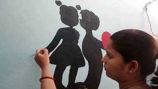 Cute couple 👫 wall painting