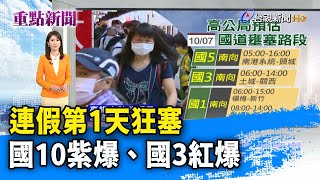 連假第1天狂塞 國10紫爆、國3紅爆【重點新聞】-20231007