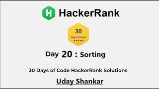 HackerRank Day 20 Sorting | CPP/C