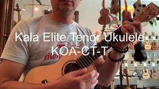 Kala Elite Tenor Ukulele Demo at Aloha City Ukes - Port Orford Cedar/Koa